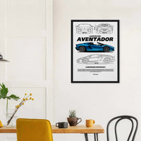 Aventador S Vintage Classic Car Canvas Poster - Wall Art - Vibrantwalls