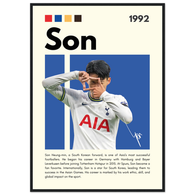 Son Heung-min Tottenham Hotspur Framed Football Poster A1 (59.4 x 84.1 cm) Black frame Vibrantwalls