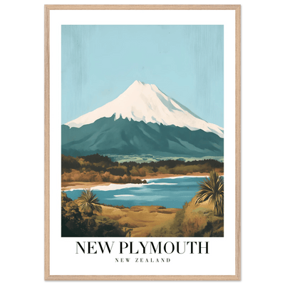 New Plymouth New Zealand Framed Poster – Vintage Mount Taranaki Travel Art - Vibrantwalls