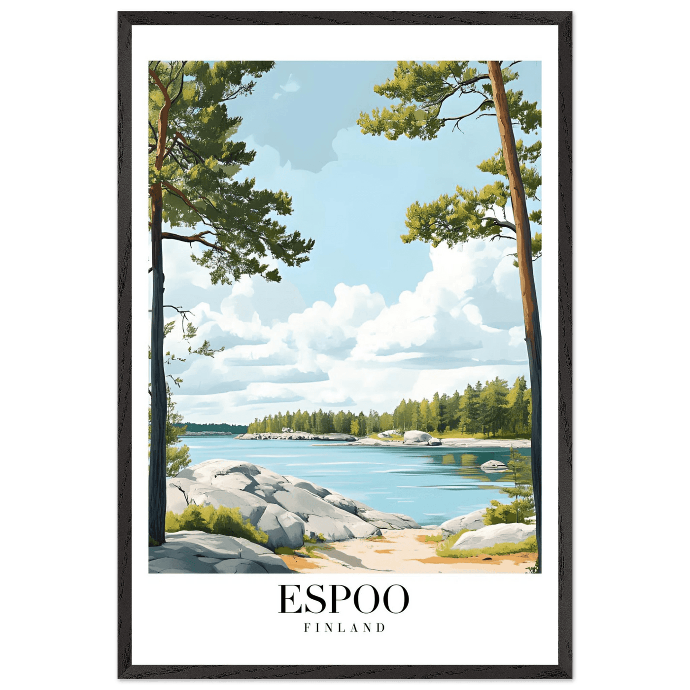 Espoo Finland Framed Poster – Serene Nordic Landscape Wall Art with Wooden Frame - Vibrantwalls