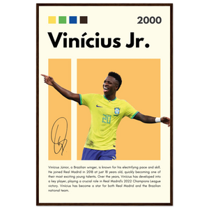 Vinicius Jr. Brazil Soccer Framed Poster – Dynamic Football Legend Art Print in Multiple Sizes & Frame Finishes 60x90 cm 24x36″ Dark wood frame Vibrantwalls