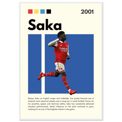 Bukayo Saka Arsenal Framed Poster – Modern Football Art Print for Gooners 70x100 cm 28x40″ White frame Vibrantwalls