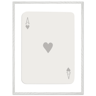 Minimalist Ace of Hearts Poker Card Art - Eco-Friendly Framed Poster Print in Various Sizes & Frame Finishes - Vibrantwalls
