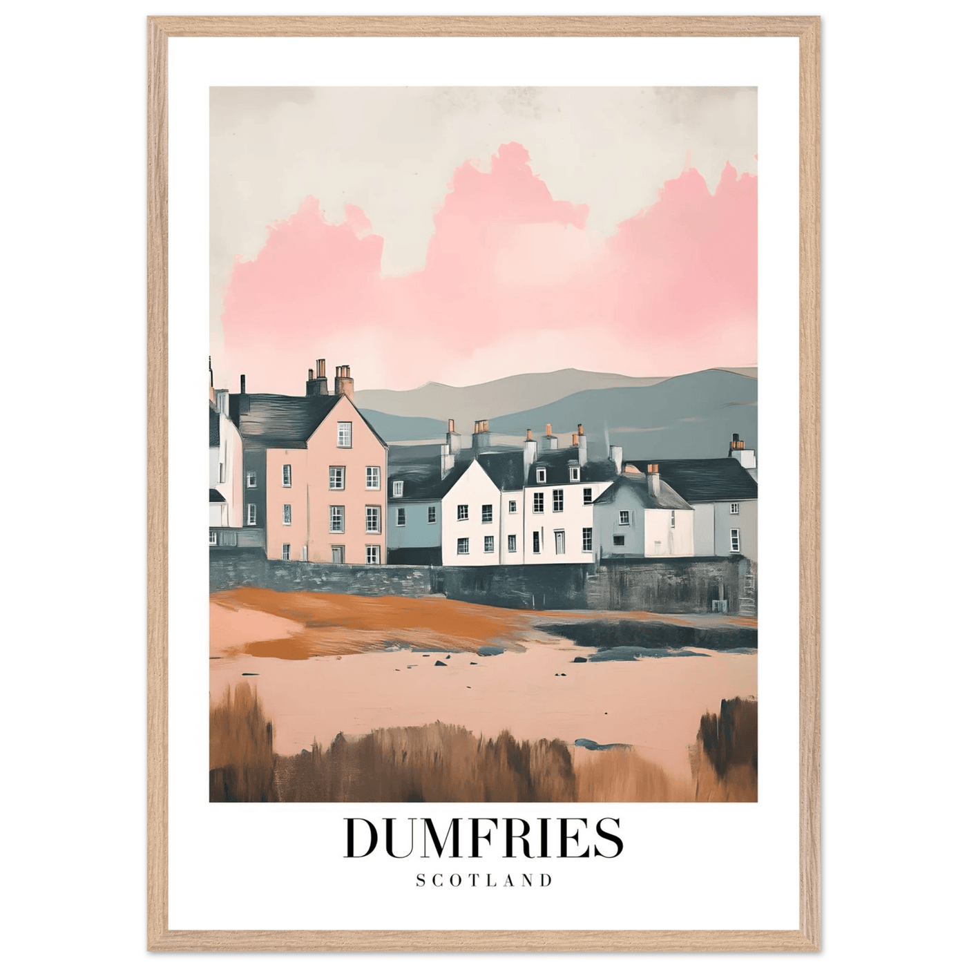 Dumfries Scotland Framed Poster – Pastel-Toned Vintage Travel Wall Art with Wooden Frame - Vibrantwalls