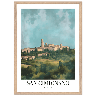 San Gimignano Italy Framed Poster – Vintage Tuscan Countryside Wall Art with Wooden Frame - Vibrantwalls