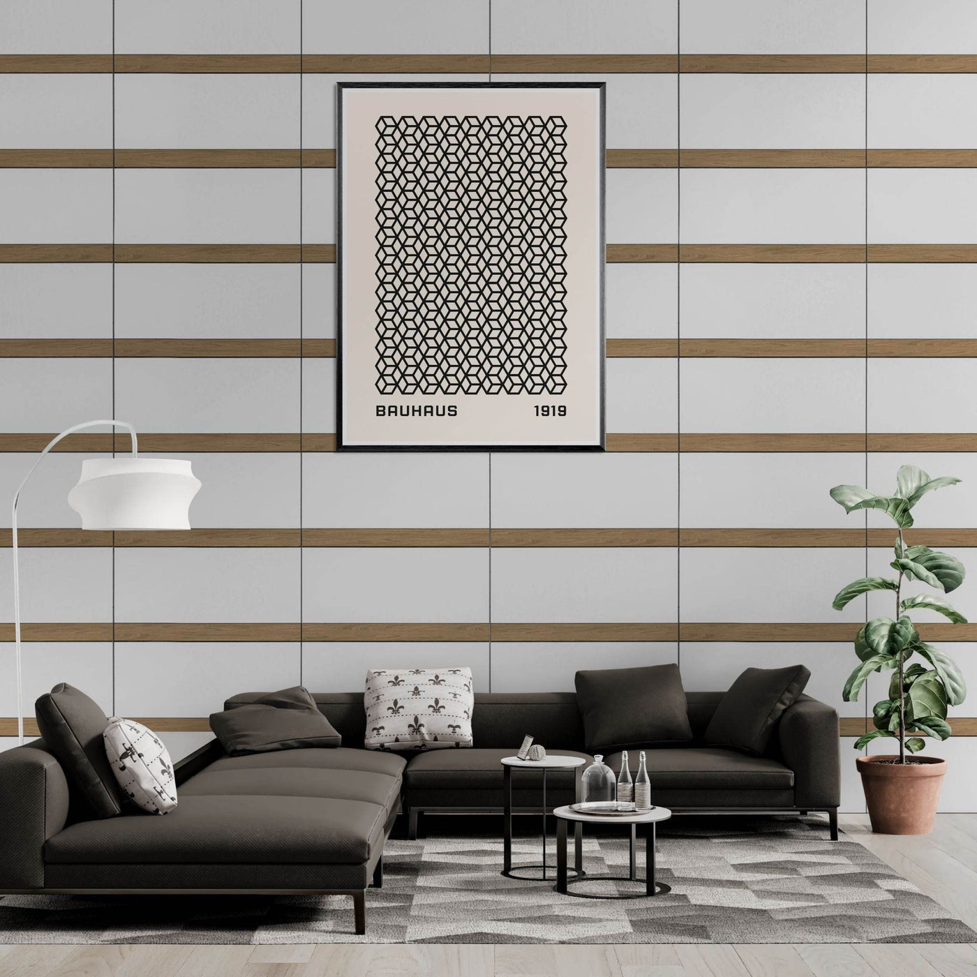 Bauhaus 1919 Geometric Cube Pattern Art Print – Modern Minimalist Framed Poster in Multiple Sizes - Vibrantwalls