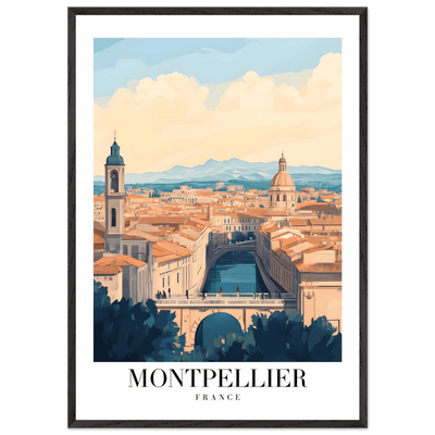 Montpellier France Framed Poster – Vintage Travel Wall Art with Wooden Frame - Vibrantwalls