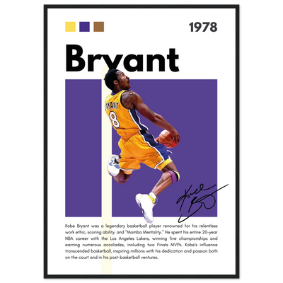 Kobe Bryant Black Mamba Lakers Vintage Poster A1 (59.4 x 84.1 cm) Black frame Vibrantwalls