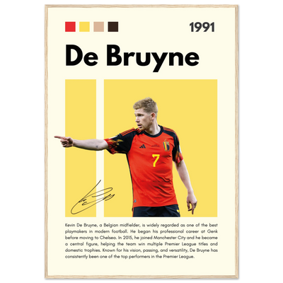 Kevin De Bruyne Football Legend Framed Poster – Vibrant Pop Art Print for Modern Fans 70x100 cm 28x40″ Wood frame Vibrantwalls
