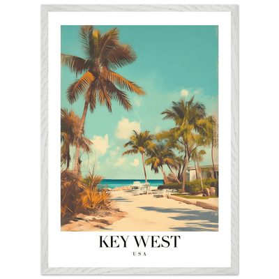 Key West USA Framed Poster – Vintage Travel Wall Art with Wooden Frame - Vibrantwalls