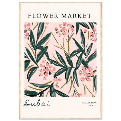 Dubai Flower Market Art Print – Blush Pink & Emerald Green Botanical Framed Poster | Ready-to-Hang - Vibrantwalls