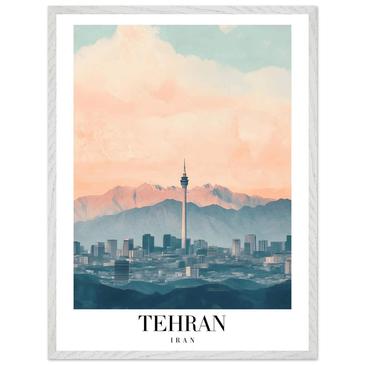 Tehran Iran Framed Poster – Serene Cityscape Wall Art with Customizable Wooden Frame & Sizes - Vibrantwalls