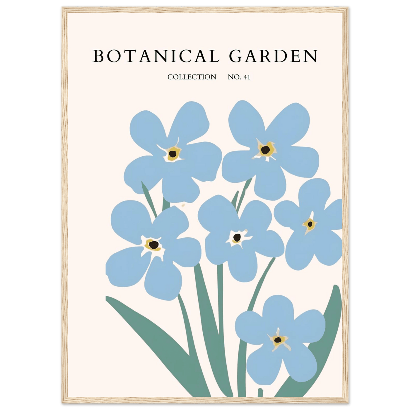 Botanical Garden Forget-Me-Nots Framed Poster - Soft Blue Floral Art Print | Ready-to-Hang Wall Decor - Vibrantwalls