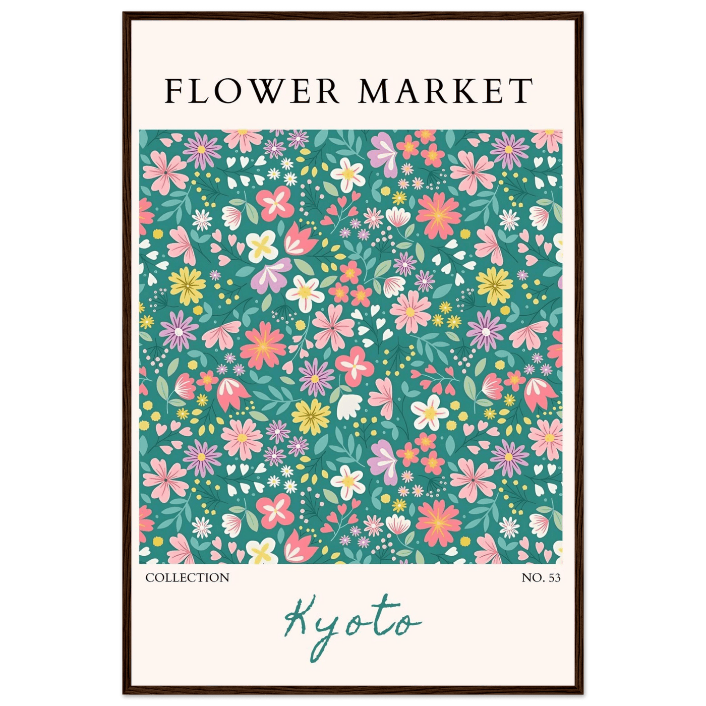 Kyoto Flower Market Framed Poster – Whimsical Floral Art Print for a Touch of Spring | Ready-to-Hang Decor - Vibrantwalls
