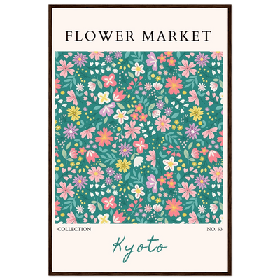 Kyoto Flower Market Framed Poster – Whimsical Floral Art Print for a Touch of Spring | Ready-to-Hang Decor - Vibrantwalls