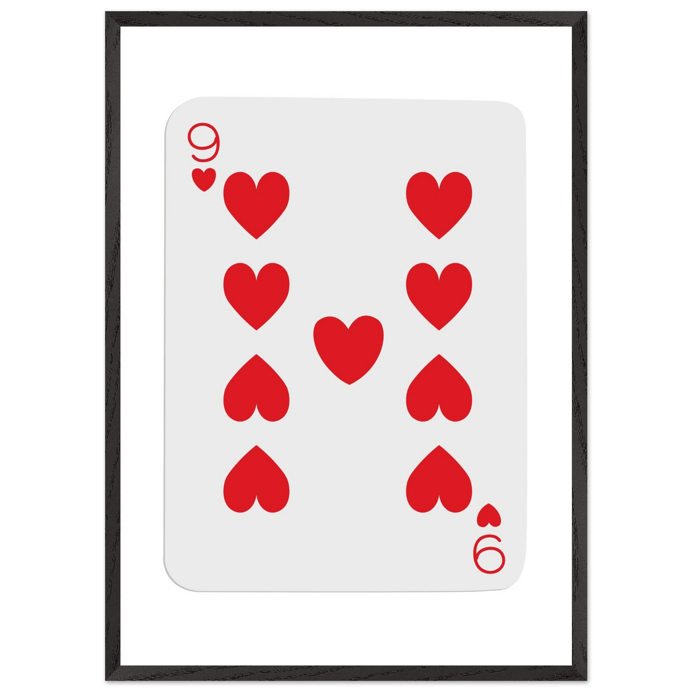 Bold Nine of Hearts Poker Card Print - Eco-Friendly Framed Poster Art in Your Choice of Frame & Size - Vibrantwalls