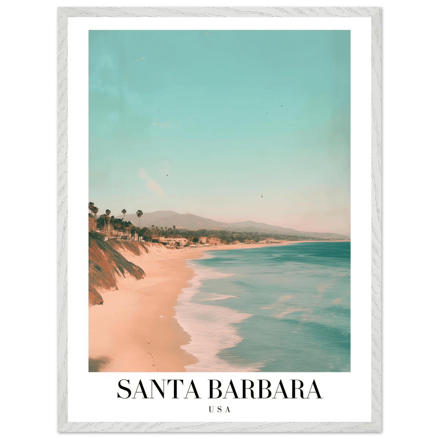 Santa Barbara USA Framed Poster – Pastel Beach Travel Wall Art in Your Choice of Frame - Vibrantwalls