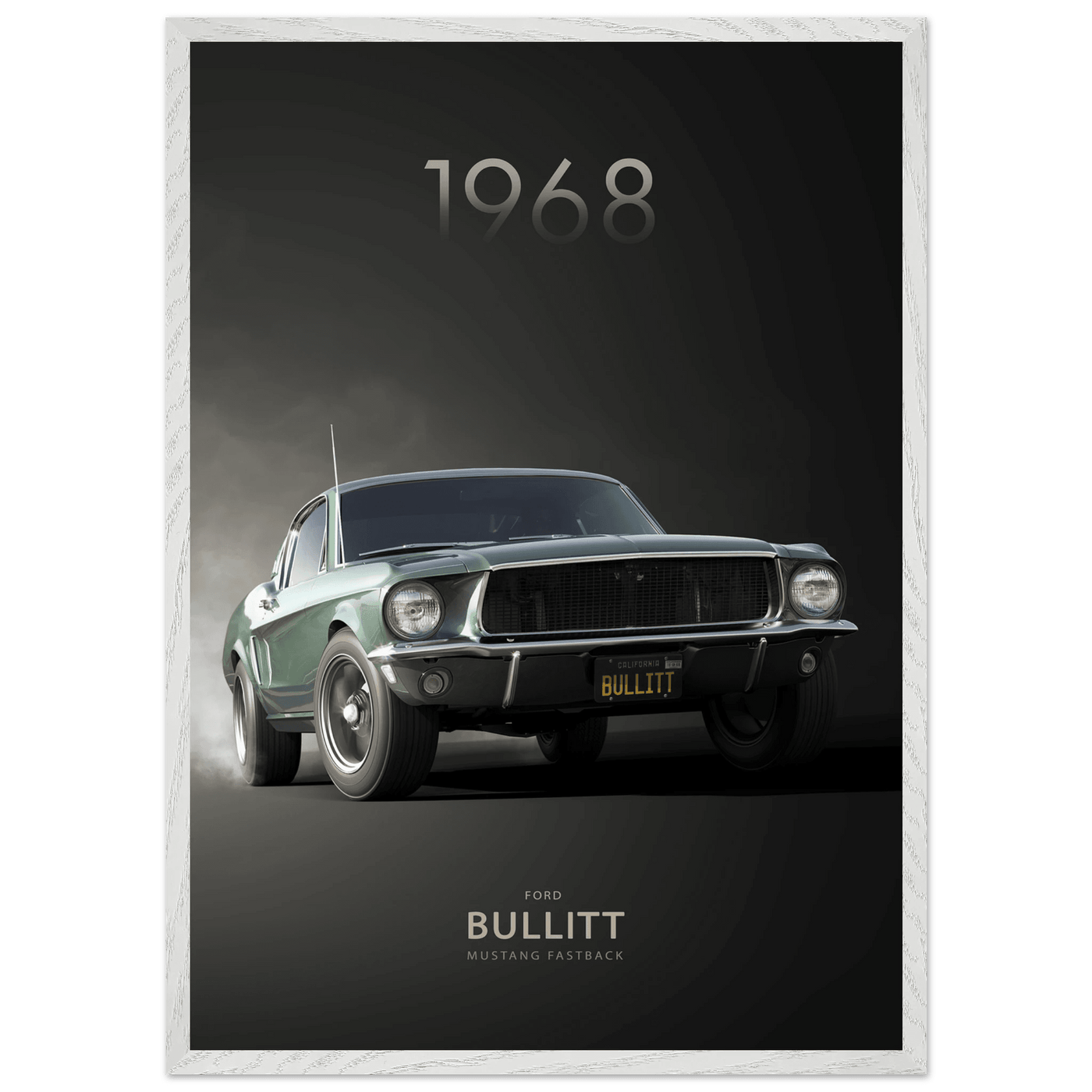 1968 Bullitt Mustang GT - 50th Anniversary Framed Poster | Iconic Green, Ready-to-Hang, Premium Quality - Vibrantwalls