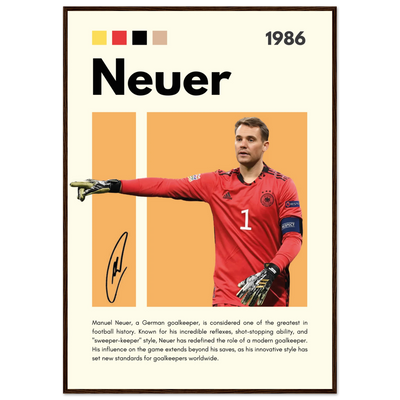 Manuel Neuer Goalkeeper Framed Football Legend Poster 70x100 cm 28x40″ Dark wood frame Vibrantwalls