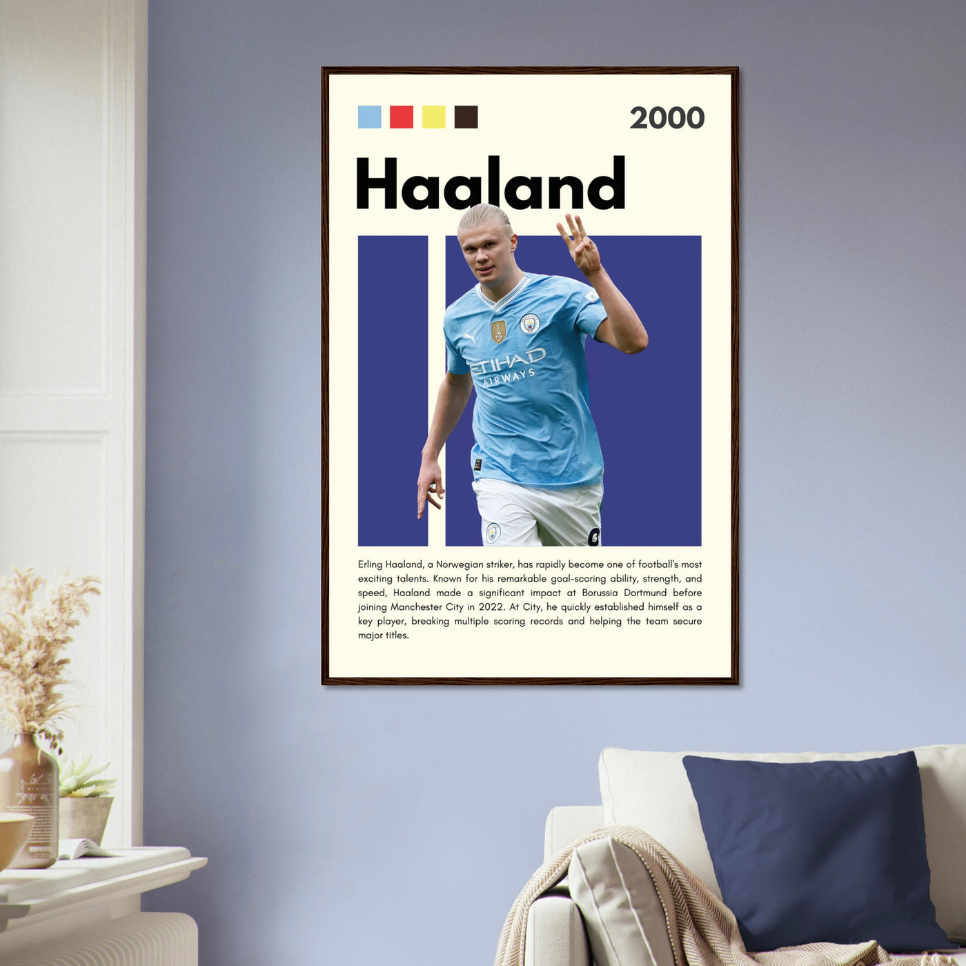 Erling Haaland Manchester City Framed Football Poster Vibrantwalls