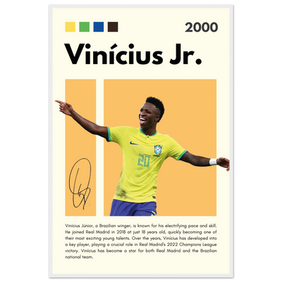 Vinicius Jr. Brazil Soccer Framed Poster – Dynamic Football Legend Art Print in Multiple Sizes & Frame Finishes 60x90 cm 24x36″ White frame Vibrantwalls