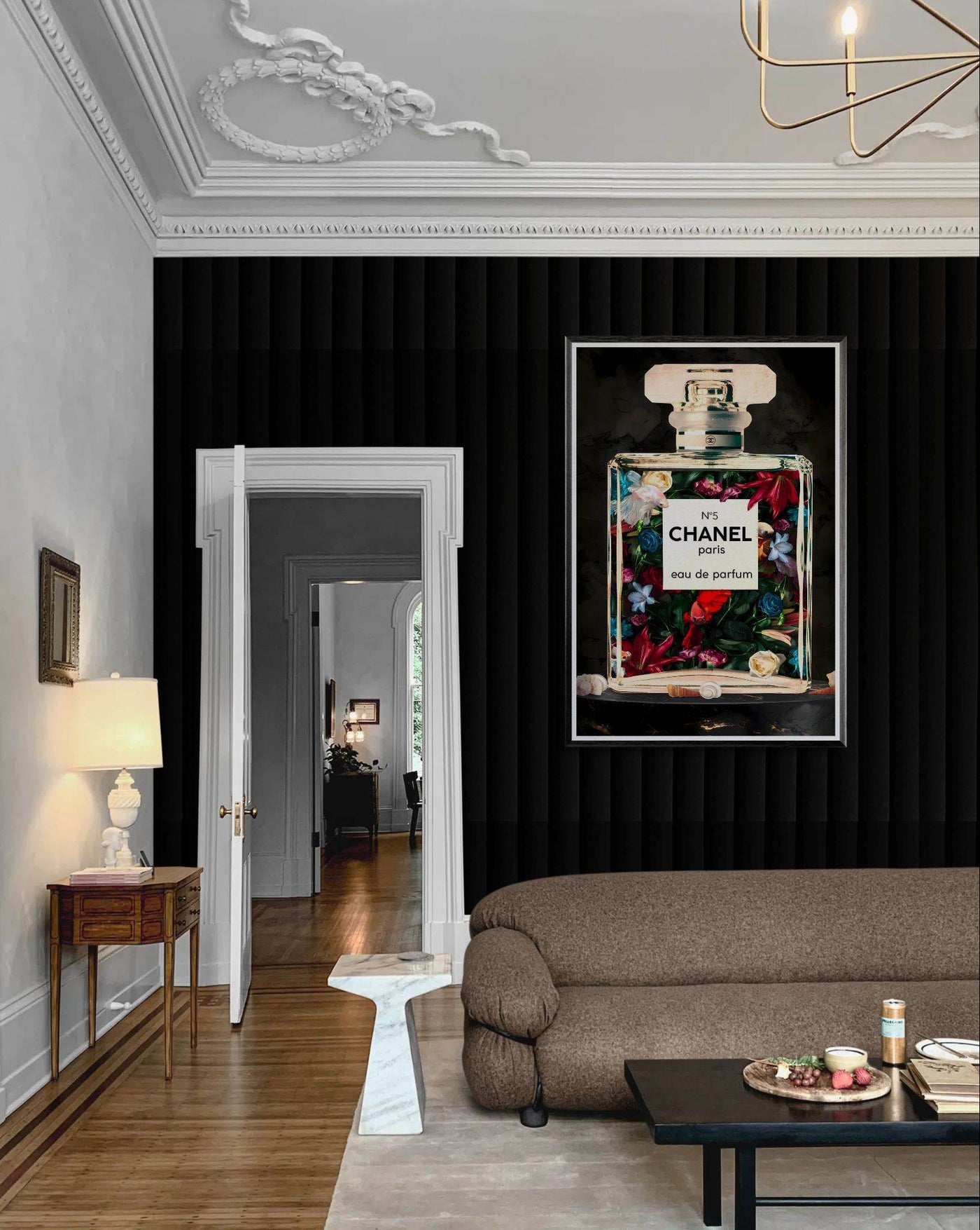Chanel No. 5 Floral Fantasy Framed Art Print: A Timeless Blend of Iconic Fragrance and Vibrant Botanicals - Vibrantwalls