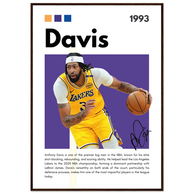 Anthony Davis Lakers Modern Basketball Art Print 70x100 cm 28x40″ Dark wood frame Vibrantwalls