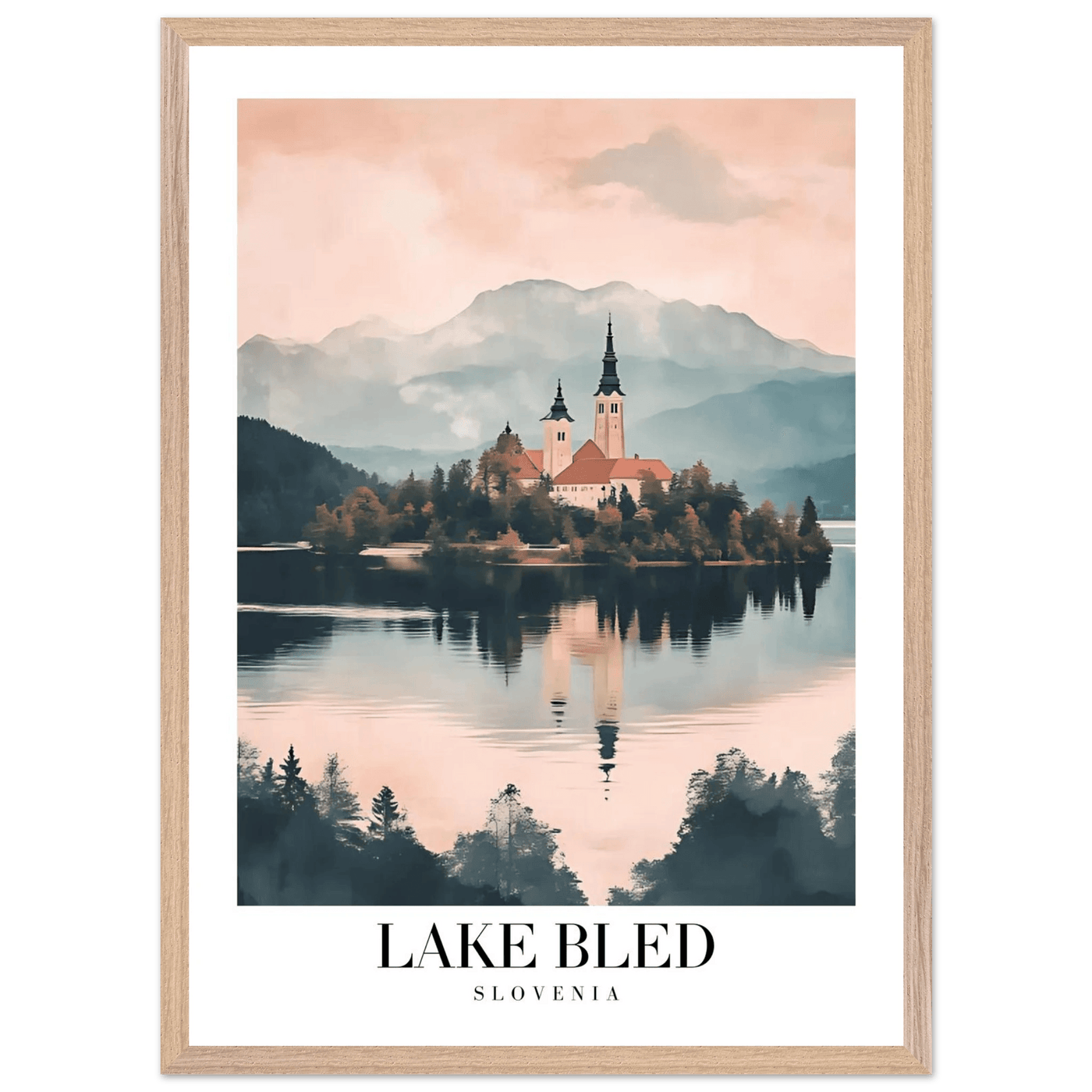 Lake Bled Slovenia Framed Poster – Serene Lakeside Wall Art with Wooden Frame - Vibrantwalls