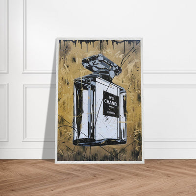 Abstract Chanel N°5 Art Print - Luxury Perfume Wall Art in Premium Mounted Frame - Vibrantwalls