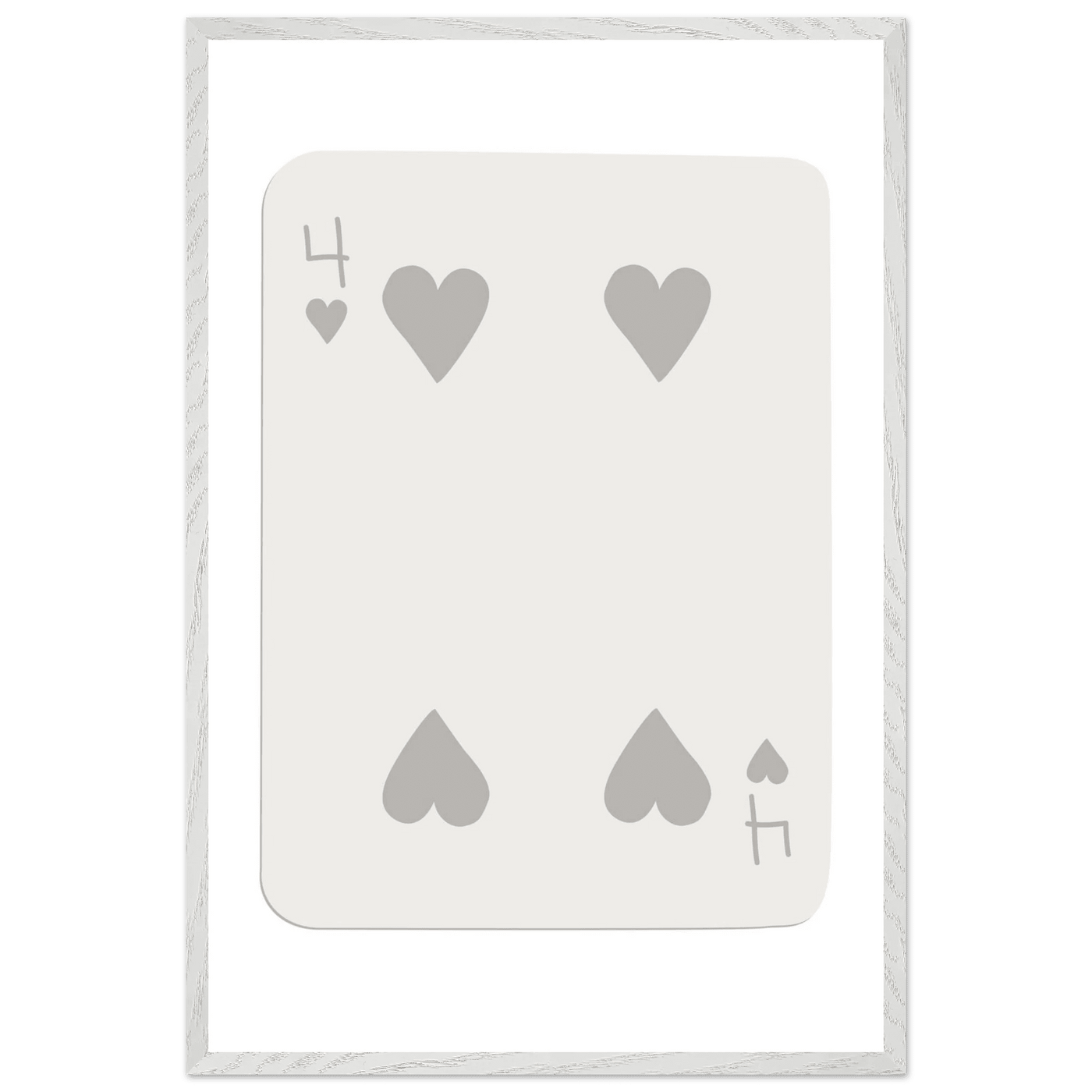 Four of Hearts Poker Card Print - Minimalist Mounted Framed Poster Art, Eco-Friendly Wood Frame - Vibrantwalls