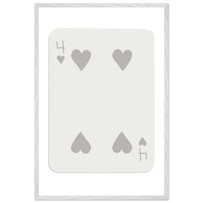 Four of Hearts Poker Card Print - Minimalist Mounted Framed Poster Art, Eco-Friendly Wood Frame - Vibrantwalls
