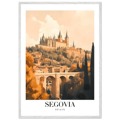 Segovia Spain Framed Poster – Vintage Travel Art with Warm Hues & Wooden Frame - Vibrantwalls