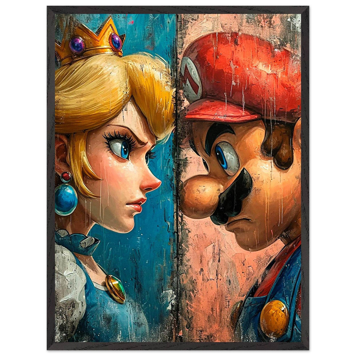 Mario & Peach Pop Art Mounted Framed Poster – Iconic Clash, Eco-Friendly, Ready to Hang - Vibrantwalls