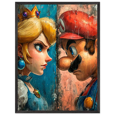Mario & Peach Pop Art Mounted Framed Poster – Iconic Clash, Eco-Friendly, Ready to Hang - Vibrantwalls