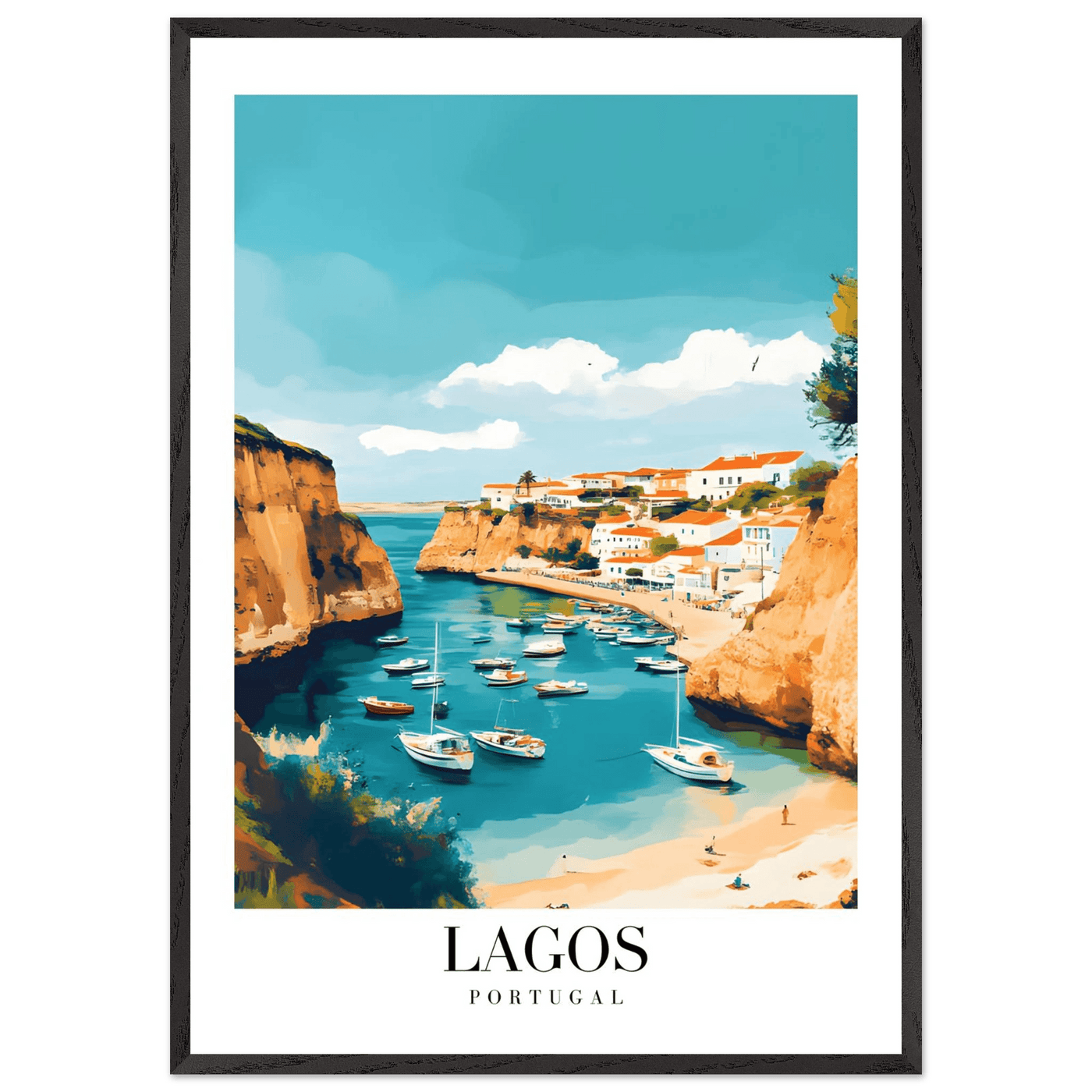 Lagos Portugal Framed Poster – Coastal Charm Travel Art with Wooden Frame - Vibrantwalls