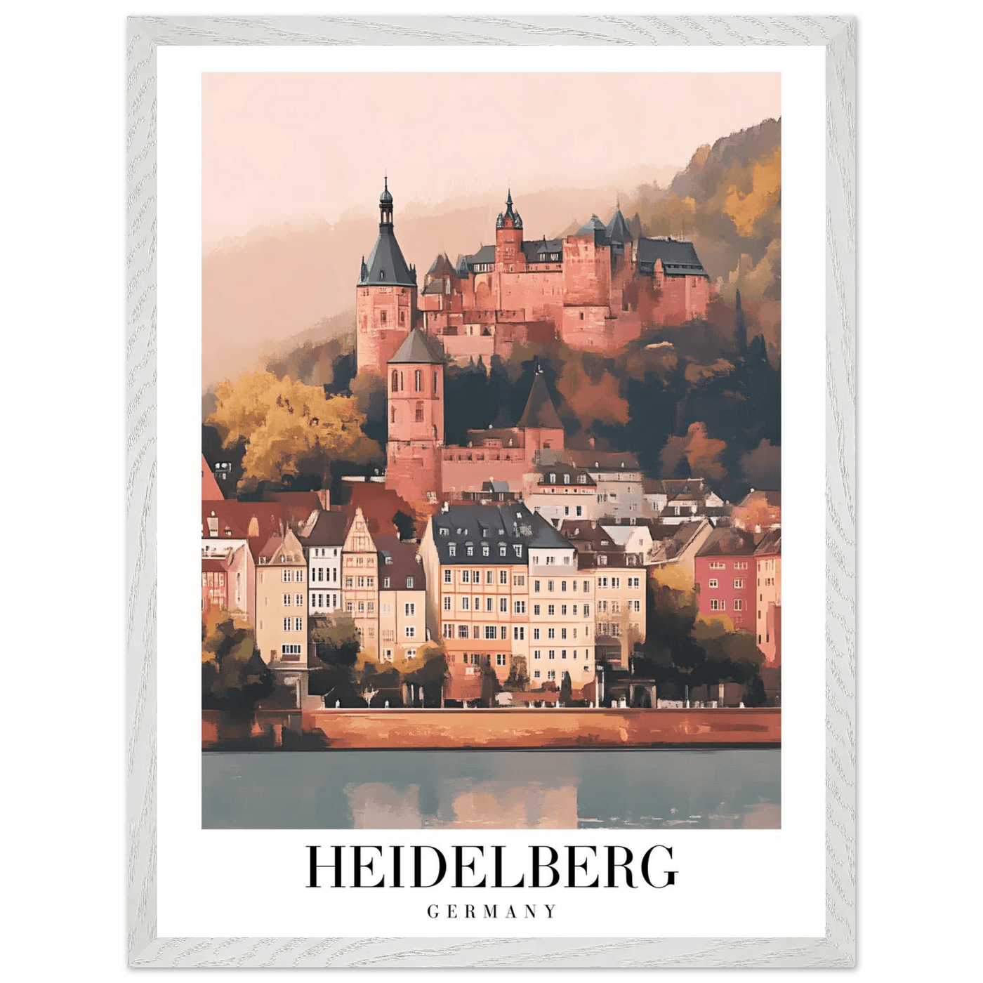 Heidelberg Germany Framed Poster – Vintage Travel Wall Art in Warm Autumn Hues - Vibrantwalls