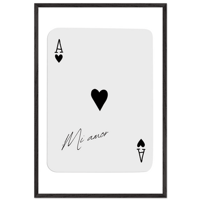 Mi Amor Ace of Hearts Framed Poster Art - Romantic Card Print with Eco-Friendly Wood Frame, Multiple Sizes & Colors - Vibrantwalls