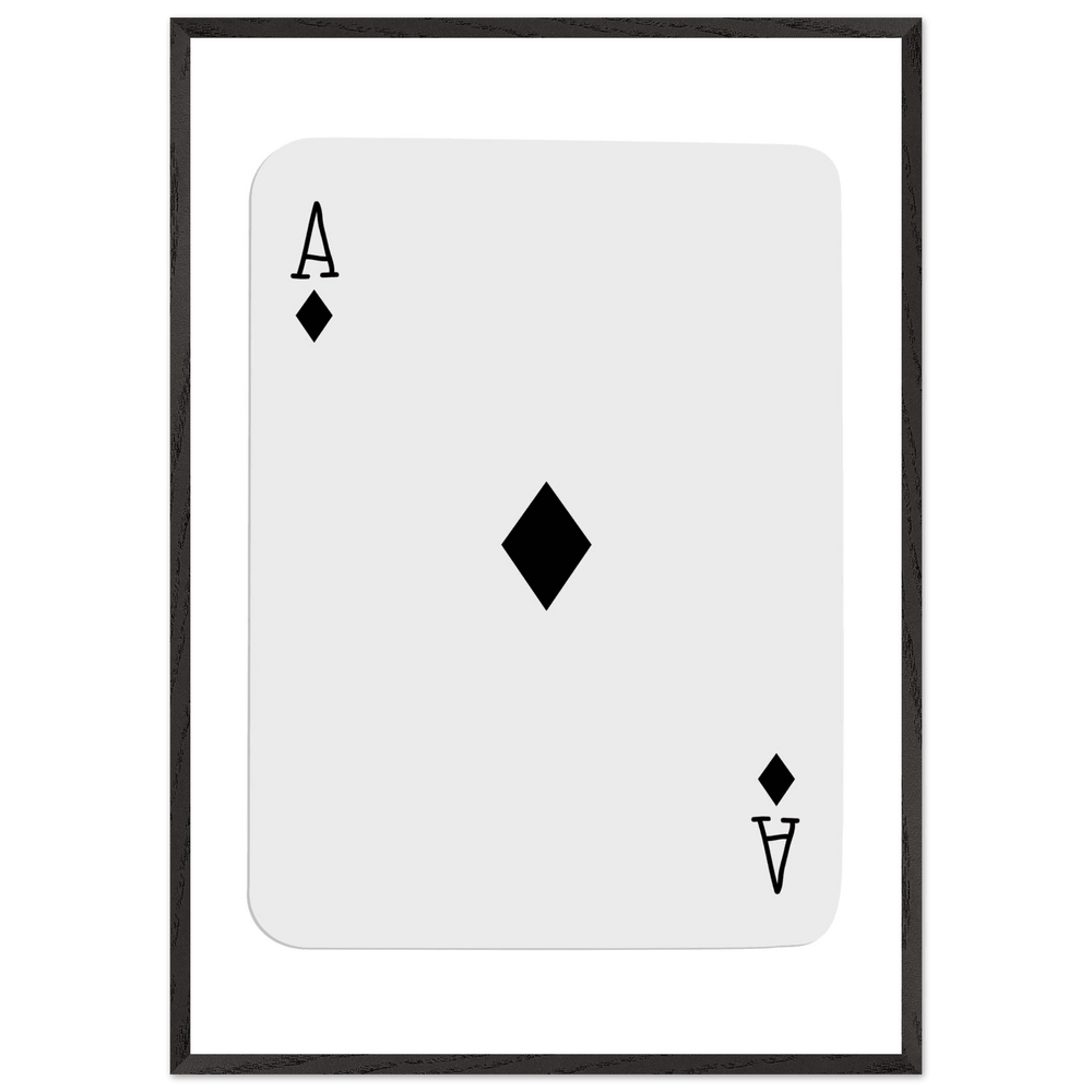 Minimalist Ace of Diamonds Poker Card Art Print - Framed Wall Decor with Eco-Friendly Wood Frame - Vibrantwalls