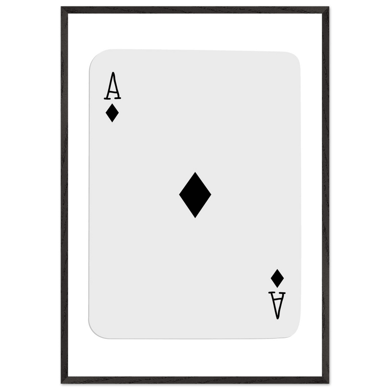Minimalist Ace of Diamonds Poker Card Art Print - Framed Wall Decor with Eco-Friendly Wood Frame - Vibrantwalls