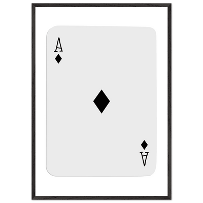 Minimalist Ace of Diamonds Poker Card Art Print - Framed Wall Decor with Eco-Friendly Wood Frame - Vibrantwalls