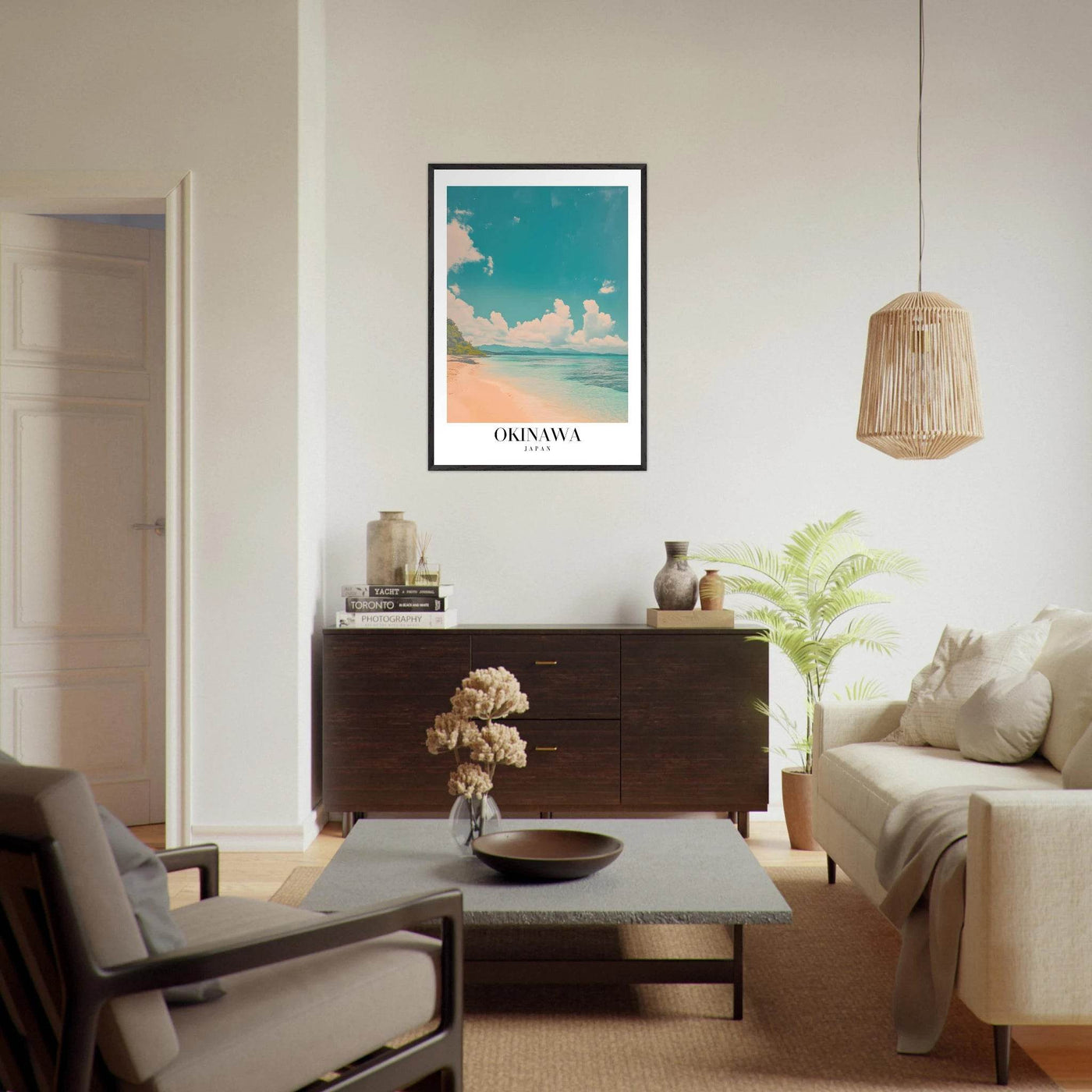 Okinawa Japan Framed Poster – Vintage Beach Travel Wall Art with Wooden Frame - Vibrantwalls