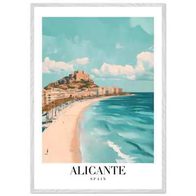 Alicante Spain Framed Poster – Vintage Coastal Wall Art with Azure Blues & Sandy Hues - Vibrantwalls