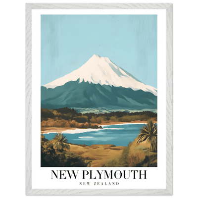New Plymouth New Zealand Framed Poster – Vintage Mount Taranaki Travel Art - Vibrantwalls