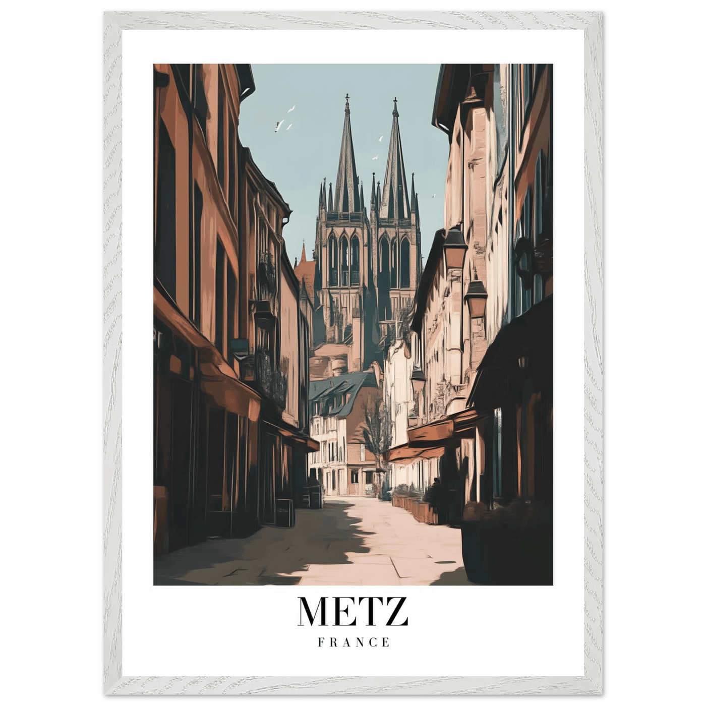 Metz France Framed Poster – Vintage European Cityscape Wall Art with Customizable Wooden Frame - Vibrantwalls