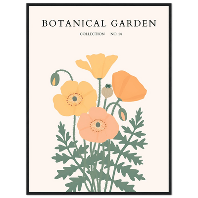 Botanical Garden Poppy Framed Poster – Warm Hues & Nature Art Print | Ready-to-Hang Floral Decor - Vibrantwalls