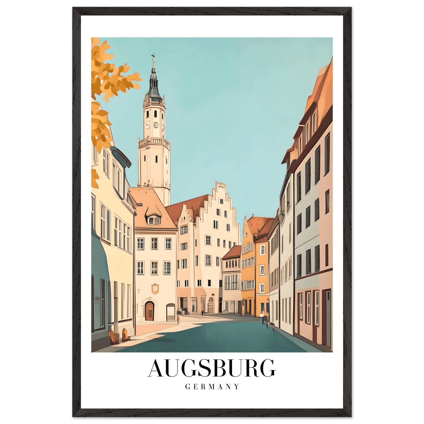 Augsburg Germany Framed Poster – Vintage European Cityscape Wall Art with Wooden Frame in Various Sizes - Vibrantwalls