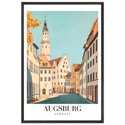 Augsburg Germany Framed Poster – Vintage European Cityscape Wall Art with Wooden Frame in Various Sizes - Vibrantwalls