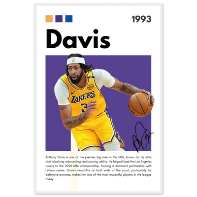 Anthony Davis Lakers Modern Basketball Art Print 60x90 cm 24x36″ White frame Vibrantwalls