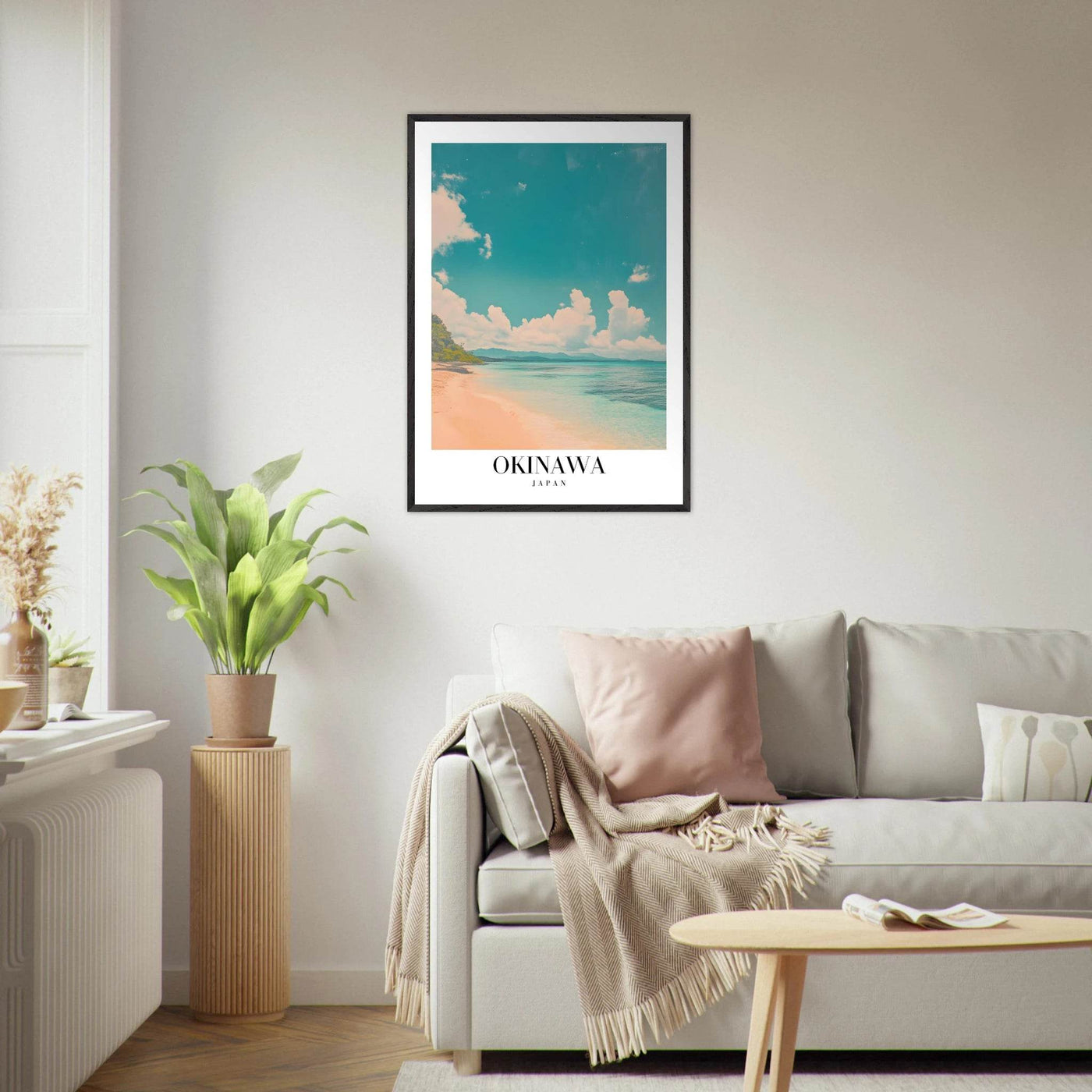 Okinawa Japan Framed Poster – Vintage Beach Travel Wall Art with Wooden Frame - Vibrantwalls