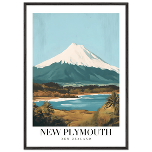 New Plymouth New Zealand Framed Poster – Vintage Mount Taranaki Travel Art - Vibrantwalls